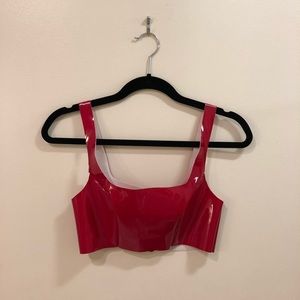 Faux Latex Red Crop Top